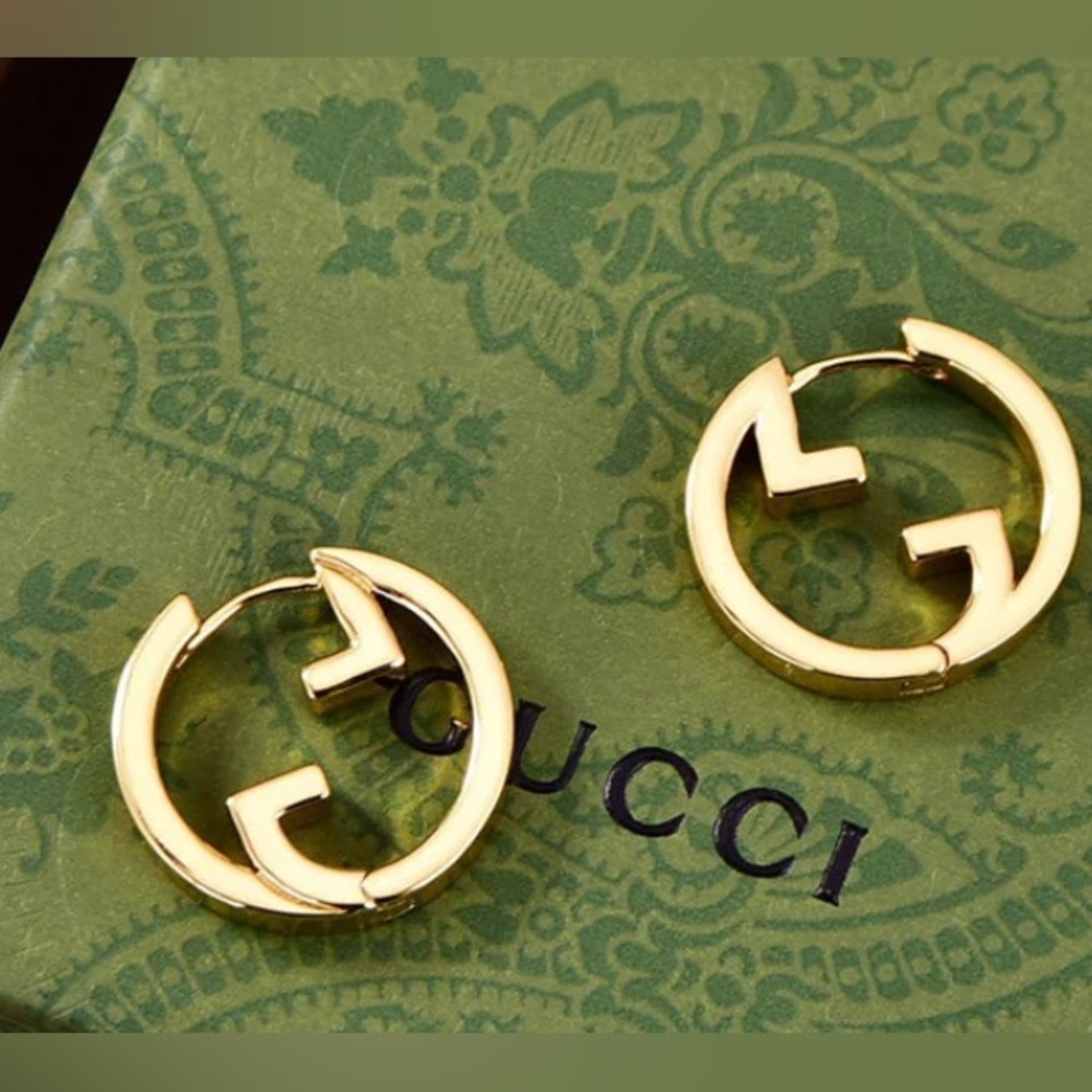 Gold Interlocking GG Hoop Earrings